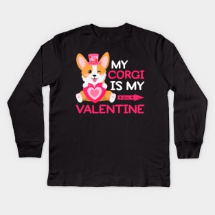 My Corgi Is My Valentine Kids Long Sleeve T-Shirt